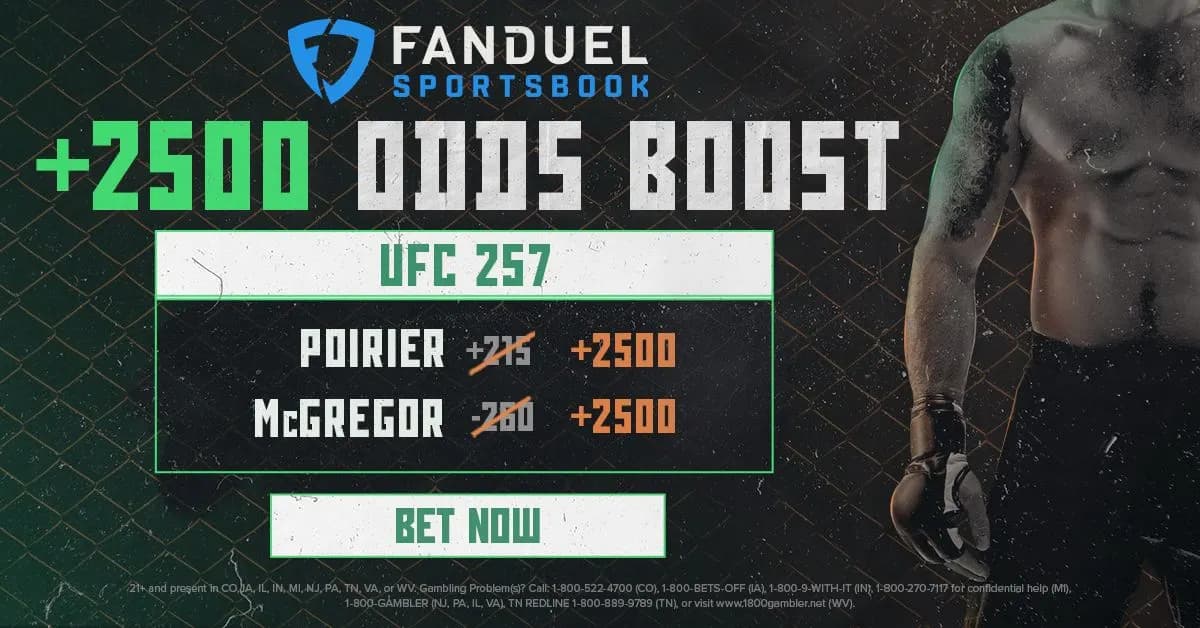 Bet $5 win $125 on Conor McGregor or Dustin Poirier to win at UFC 257!