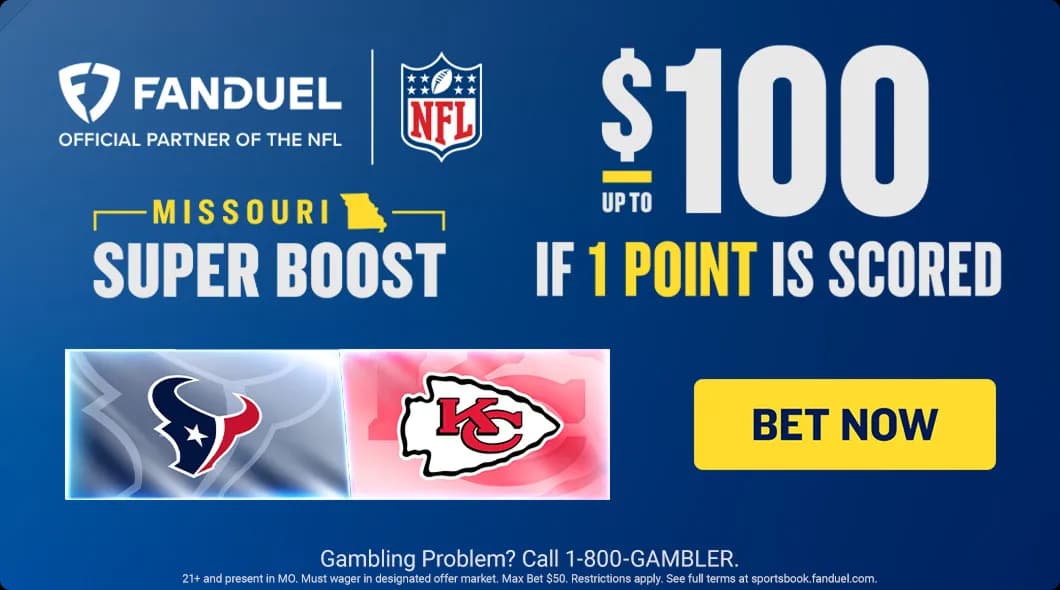 Chiefs NFL promo: SUPER BOOST unlocks $100 for 1+ point in Chiefs vs Texans