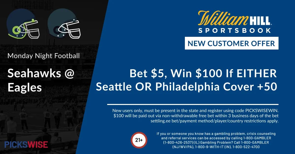 Bet $5, Win $100 if EITHER Seahawks or Eagles cover +50!
