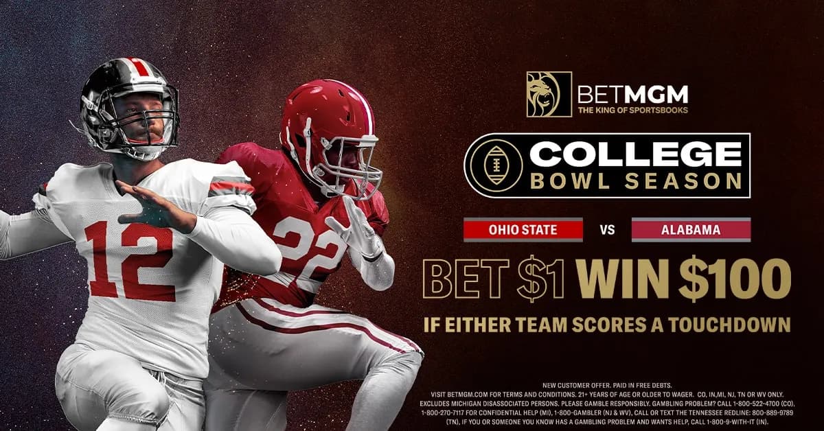 Bet $1, Win $100 if either team in the College Football National Championship scores a touchdown!