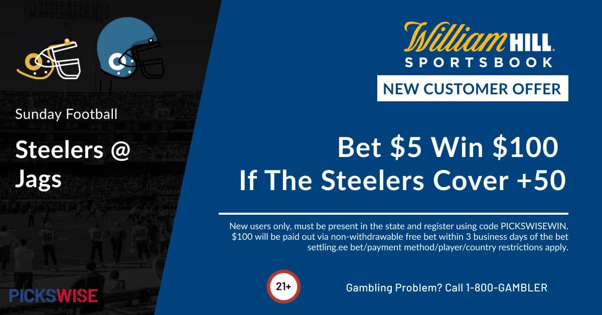 Bet $5, Win $100 if the Steelers cover +50 against the Jaguars!
