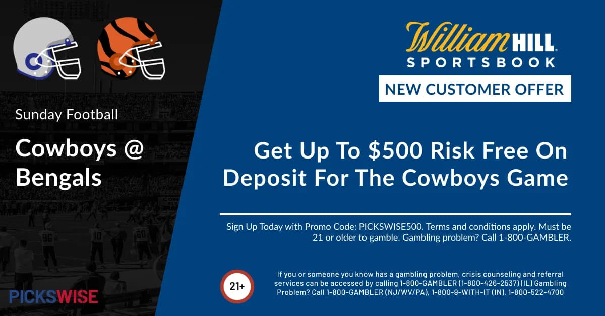 Get up to $500 risk free on deposit for Cowboys against Bengals!