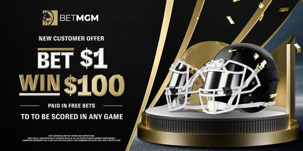 NFL odds boost: Bet $1, win $100 if a touchdown is scored in ANY NFL game in Week 1!