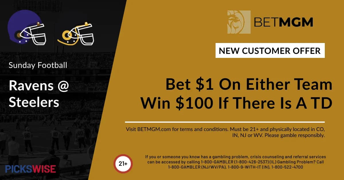 Bet $1, Win $100 if either Ravens or Steelers score a touchdown!