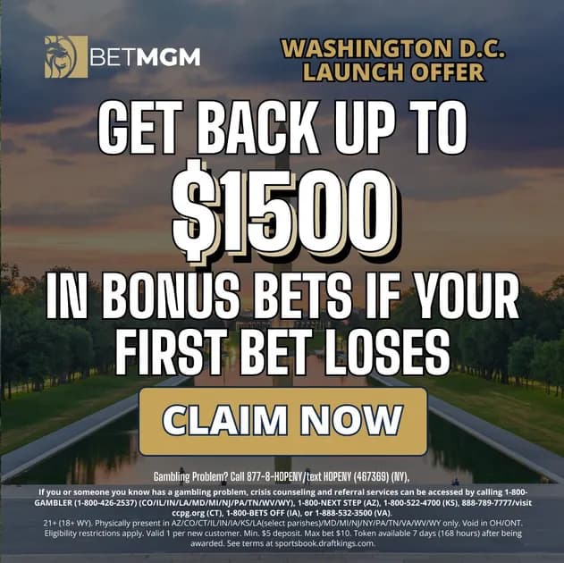 BetMGM Washington D.C. bonus code PW1500 scores $1,500 promotion today