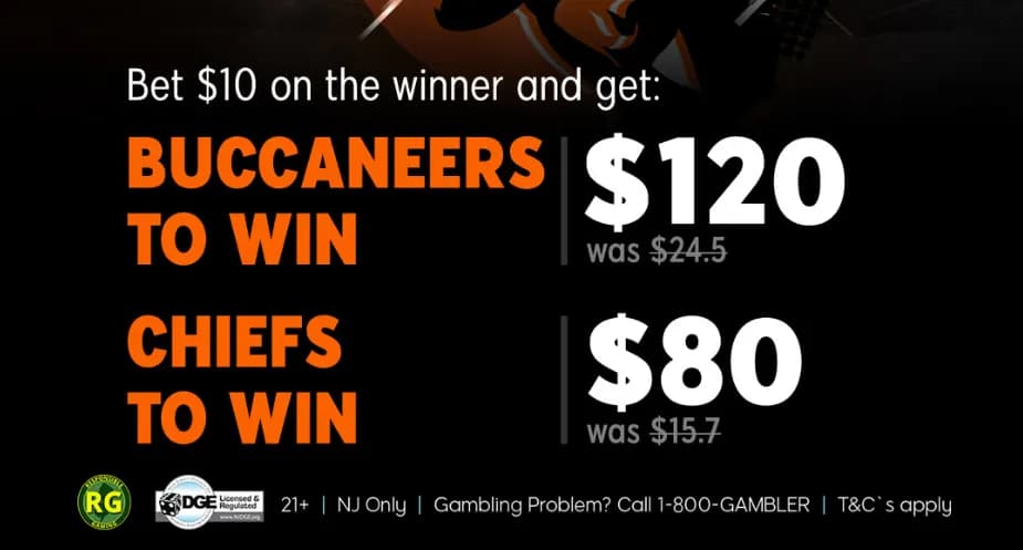 Bet $10, Win $120 if the Buccaneers win or $80 if the Chiefs win!
