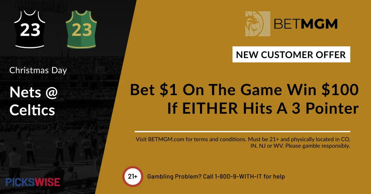Bet $1, Win $100 if either Nets or Celtics hit a 3-pointer!