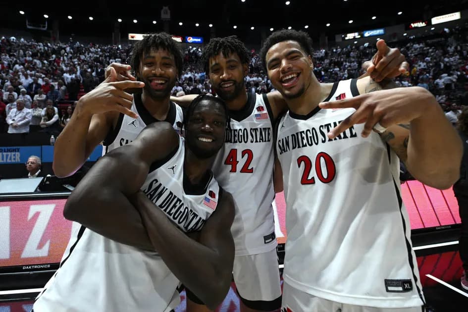 NCAA Tournament Player Prop Bets For Today's Sweet Sixteen Games 3/24: SDSU's Mensah struggles on the glass