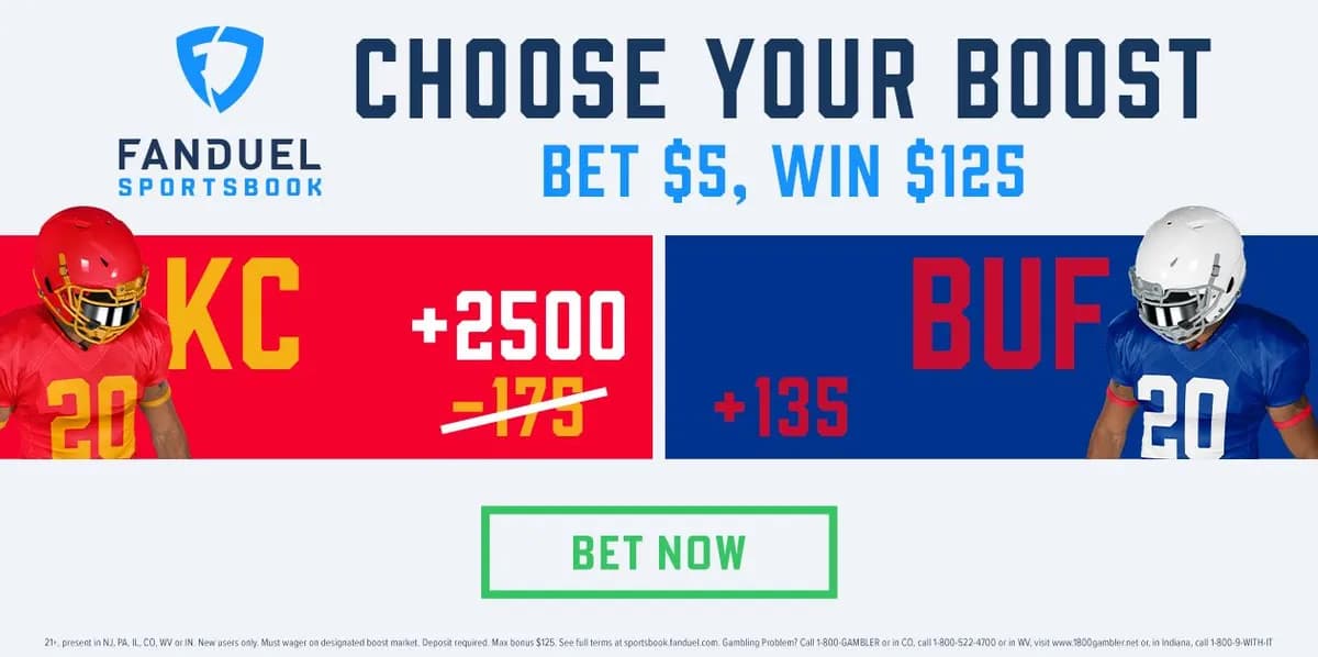 Bet $5, Win $125 if the Kansas City Chiefs beat the Bills!