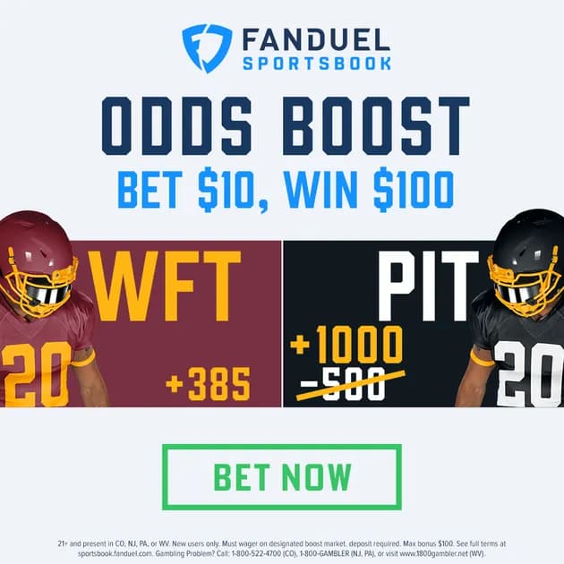 Bet $10, Win $100 if the Steelers beat Washington!
