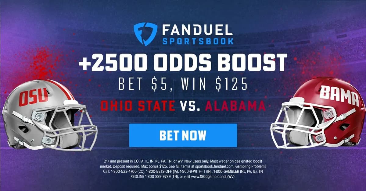 Get 25/1 on Alabama or Ohio State to win – Bet $5 win $125!