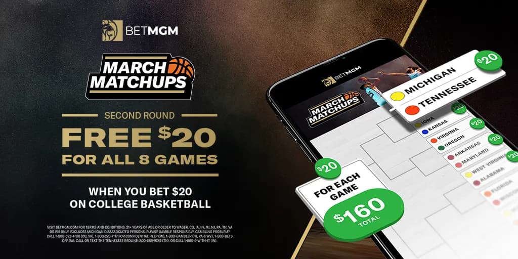 Bet $20 any College Basketball game, Get a $160 In Free Bets!
