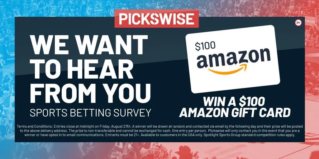 We want to hear from you! Take part in our U.S. sports betting survey for your chance to win a $100 Amazon gift card!