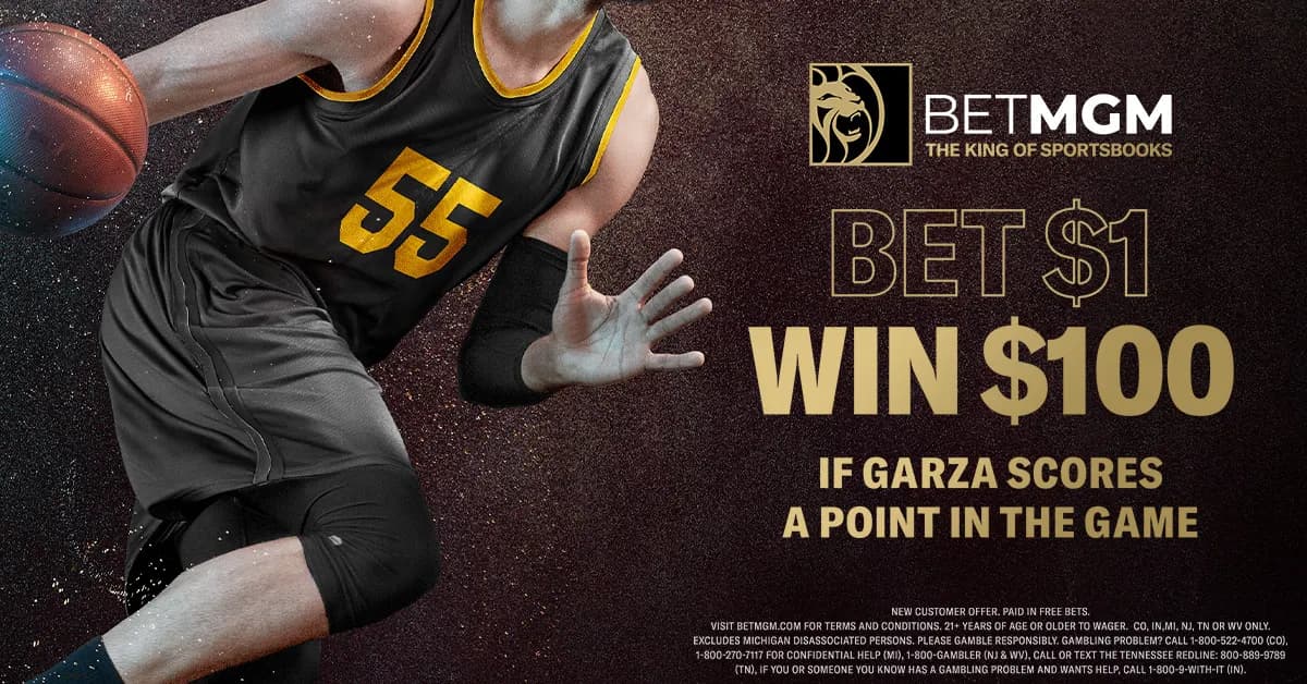 Bet $1 on the Iowa Hawkeyes, win $100 if Luka Garza scores a point in the game!