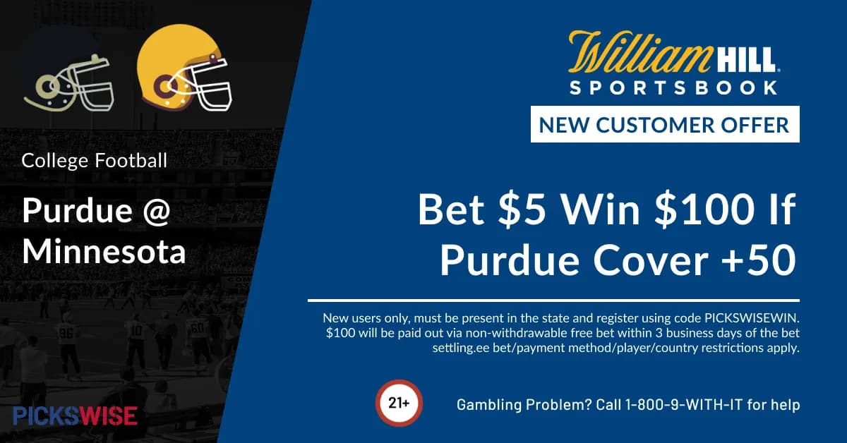 Bet $5, Win $100 if the Boilermakers cover +50 against the Golden Gophers!