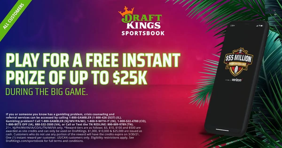 $55 Million Challenge – Play For A Free Instant Prize Of Up To $25k During The Big Game!