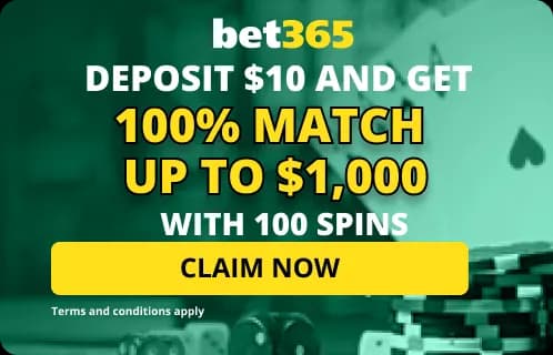 Bet365 New Jersey Casino deposit bonus code for new users: $1,000 promo