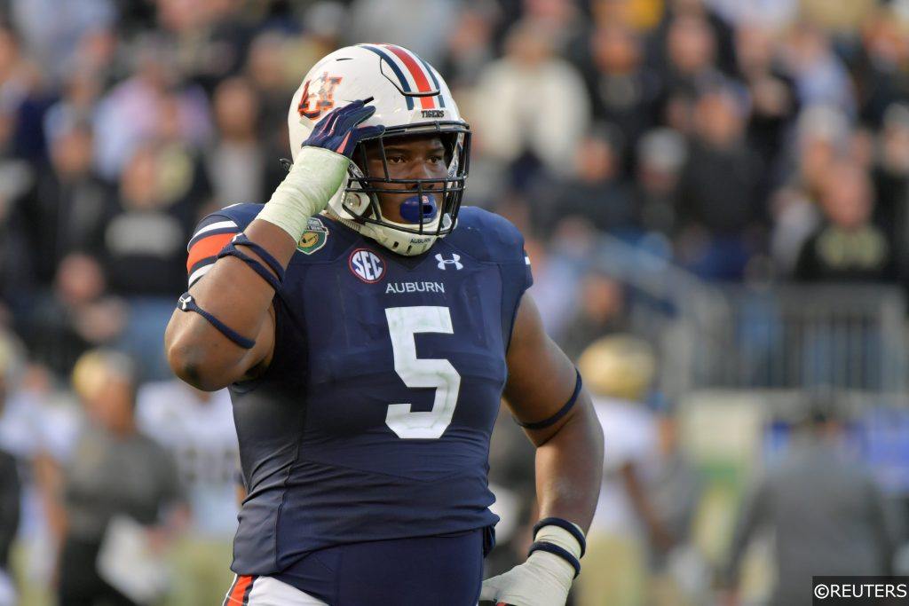 Derrick Brown Auburn celebrates a sack