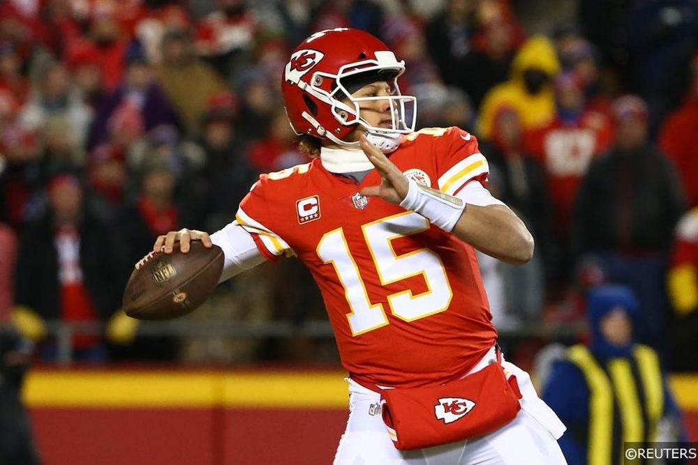 Patrick Mahomes playing quarterback for the Kansas City Chiefs