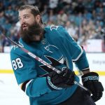 Brent Burns on the ice for the San Jose Sharks