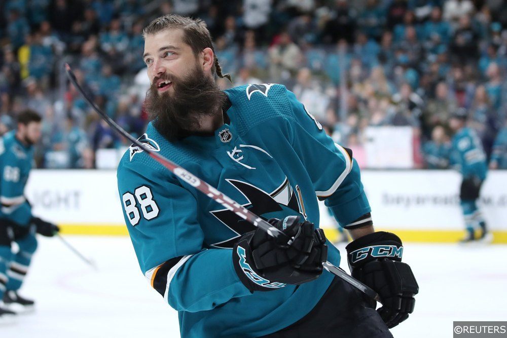 Brent Burns on the ice for the San Jose Sharks