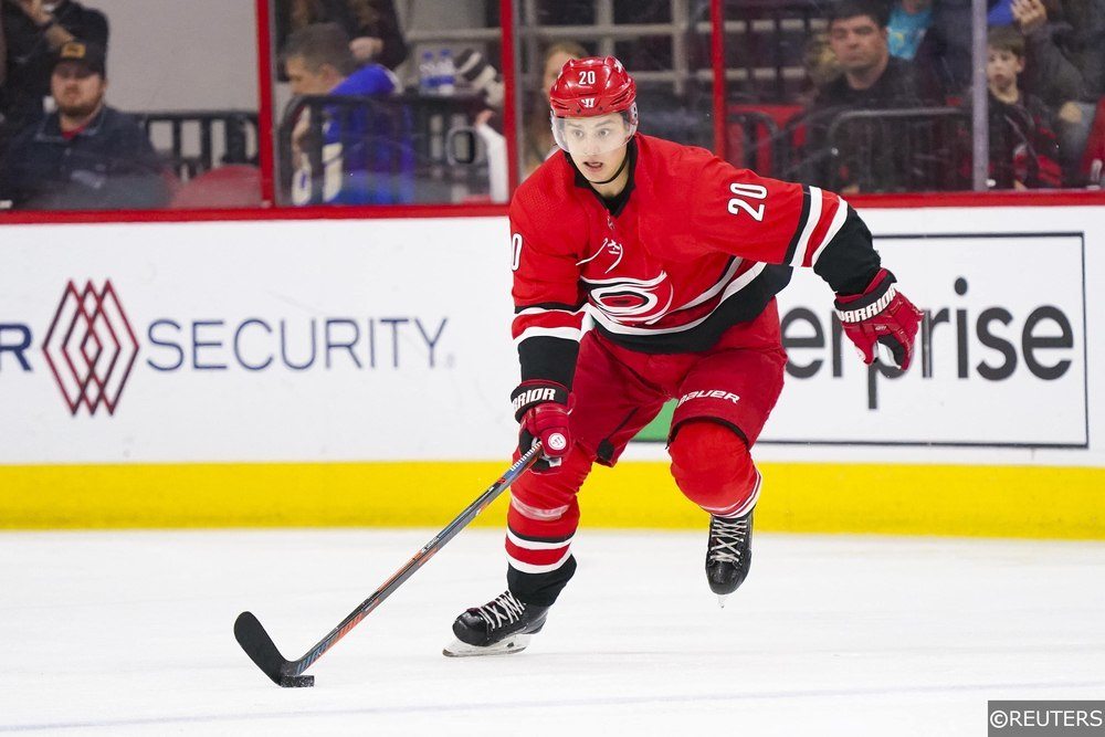 Sebastian Aho on the ice for the Carolina Hurricanes