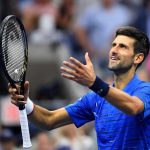 Novak Djokovic celebrates at the 2019 U.S. Open.