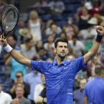 Novak Djokovic celebrates a win at the 2019 U.S. Open.