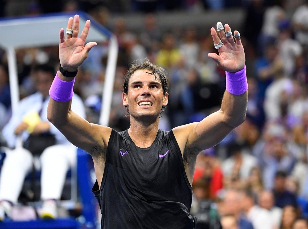 Rafael Nadal waves to the crowd after winning the 2019 U.S. Open.