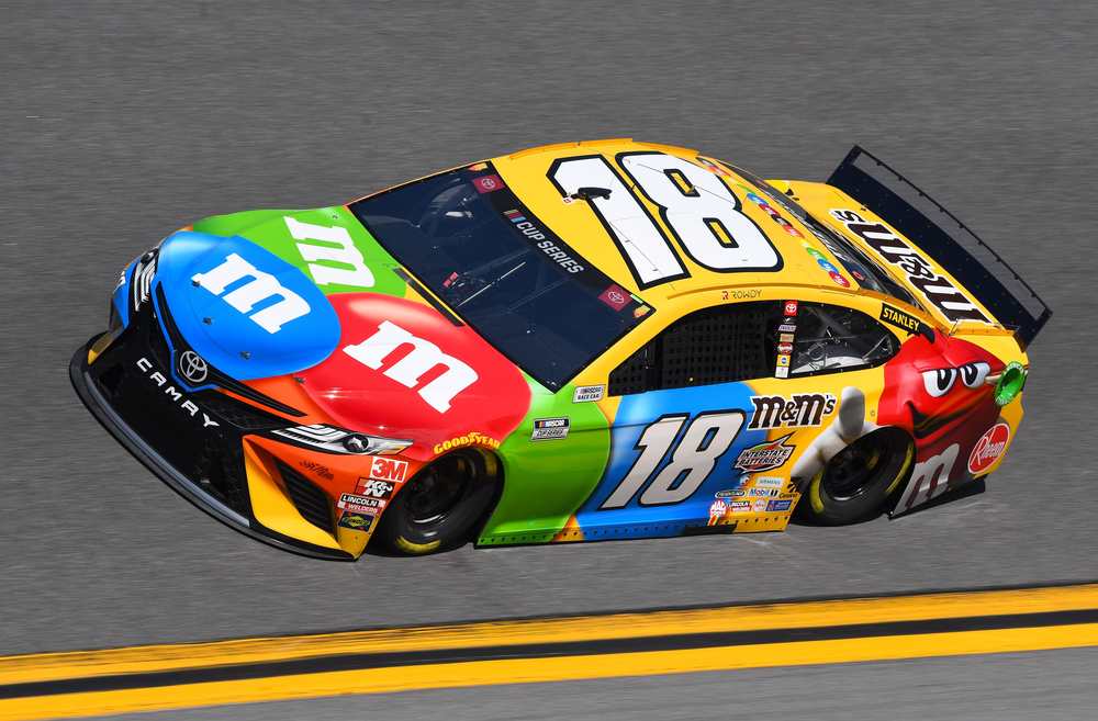 Kyle Busch drives the #18 M&M's Toyota for Joe Gibbs Racing