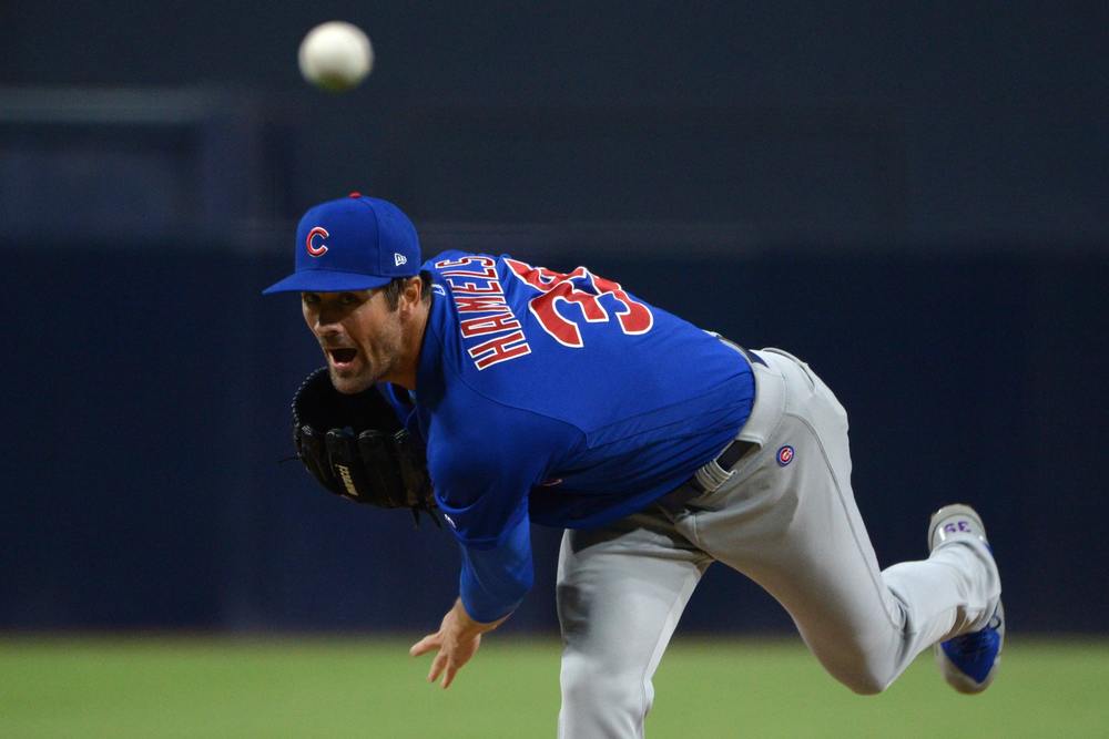 Cole Hamels pitching for the Cubs