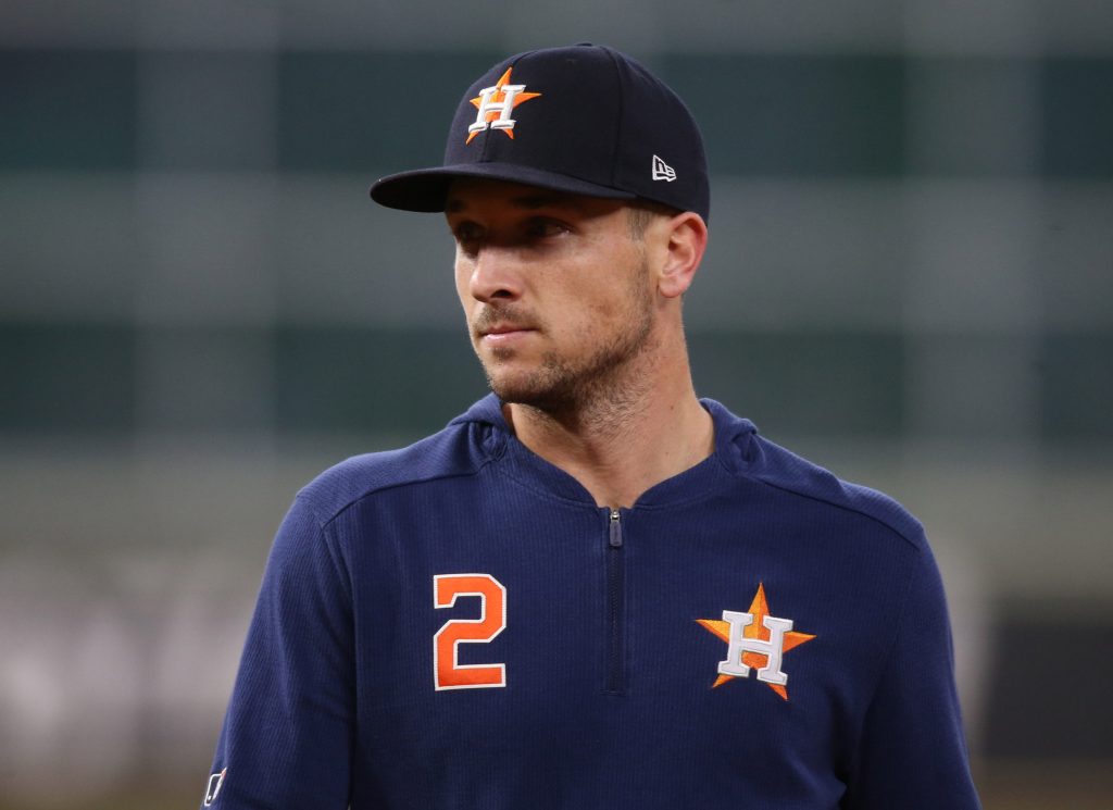 Alex Bregman warming up for the Houston Astros