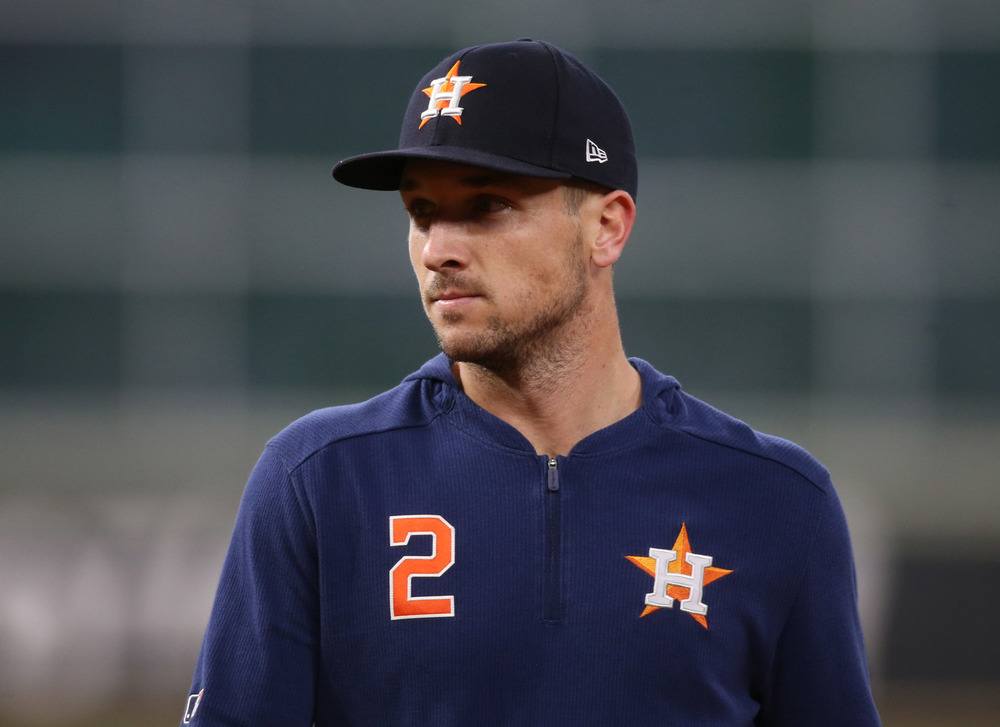 Alex Bregman warming up for the Houston Astros