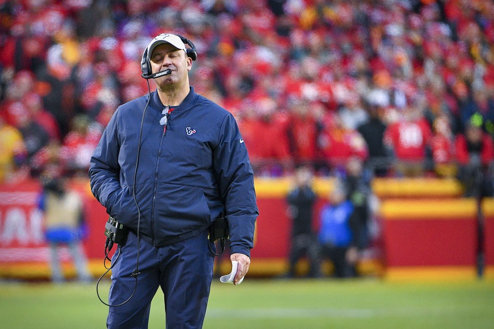 Texans GM Bill O'Brien walking the sidelines