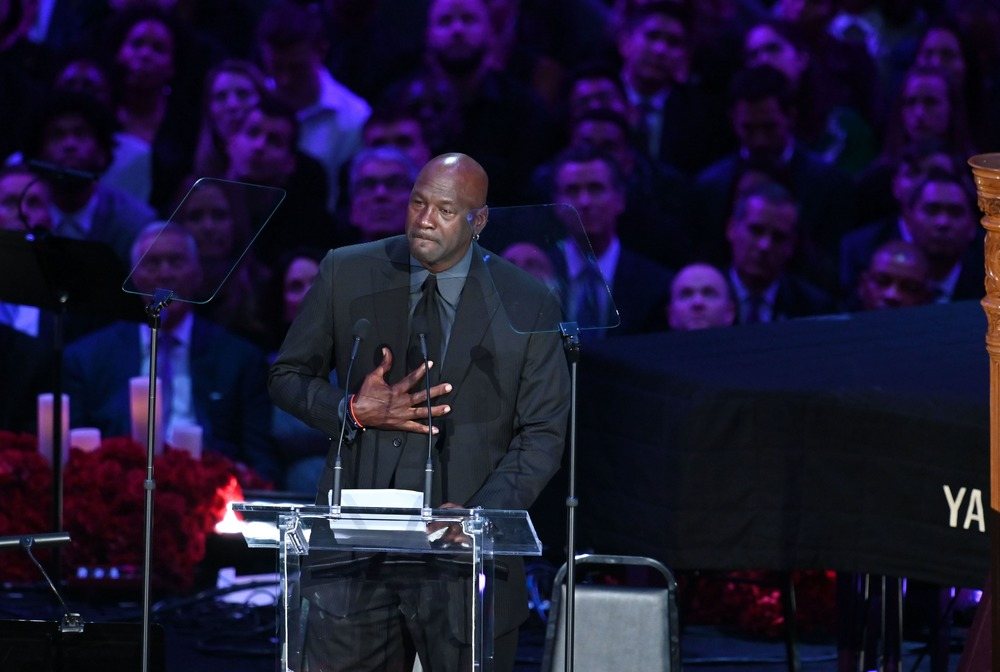 Michael Jordan speaks at Kobe Bryant's memorial.