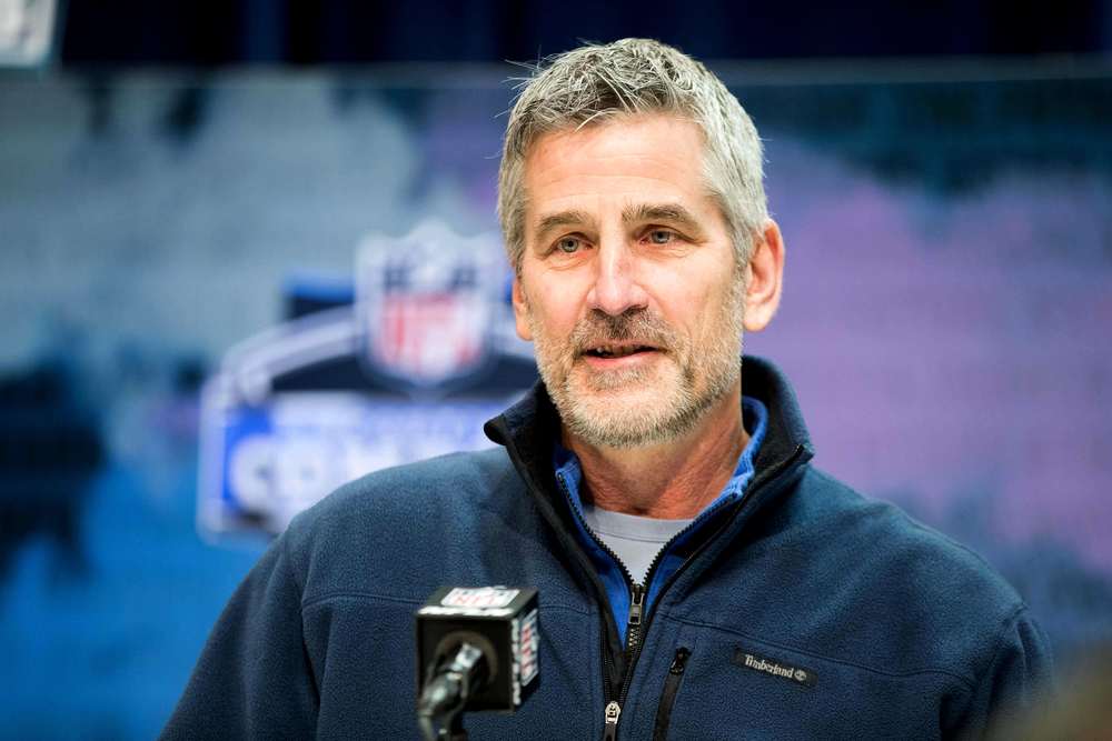Indianapolis Colts head coach Frank Reich talks at the NFL combine.