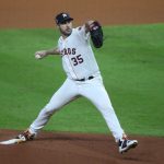 Justin Verlander of the Houston Astros throws a pitch during the World Series.