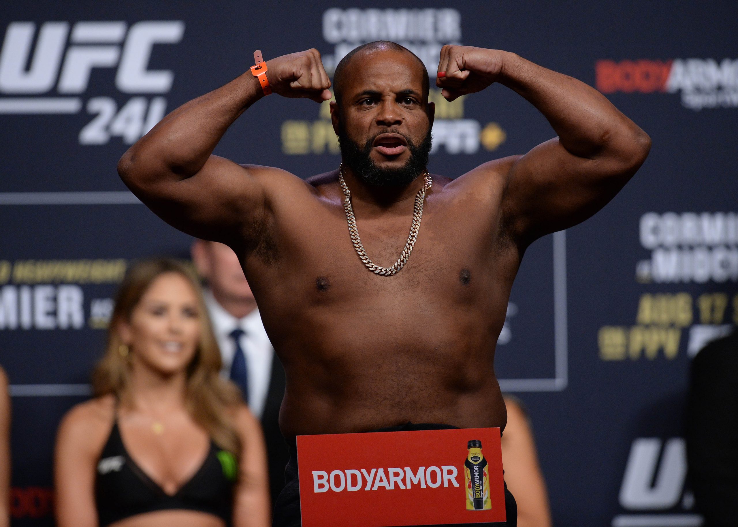 Aug 16, 2019; Anaheim, CA, USA; Daniel Cormier during weigh ins for UFC 241 at Anaheim Convention Center.