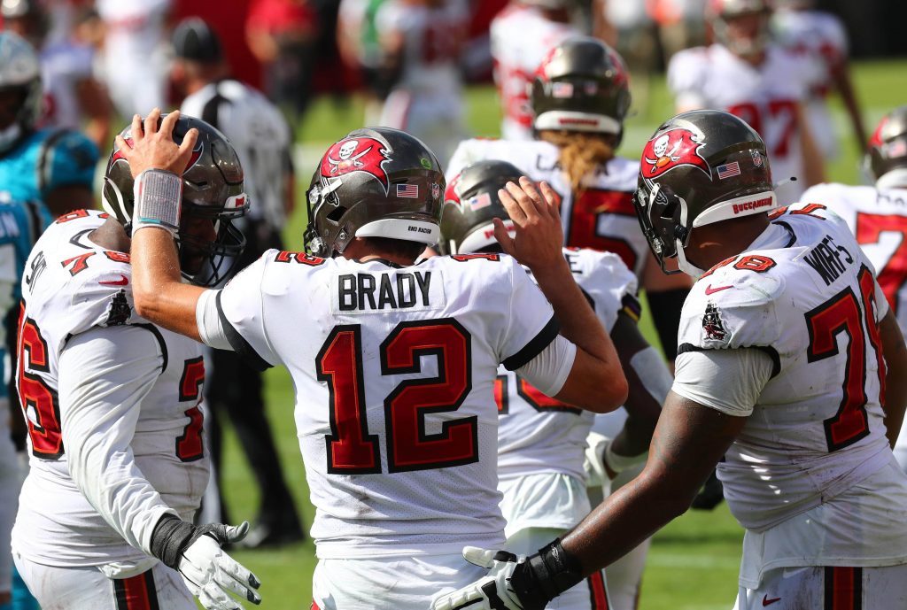 Tom Brady and the Tampa Bay Buccaneers celebrate a touchdown.