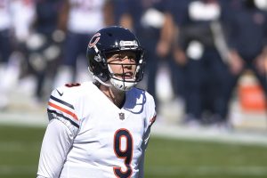Chicago Bears quarterback Nick Foles on the field in first quarter of win over Carolina Panthers
