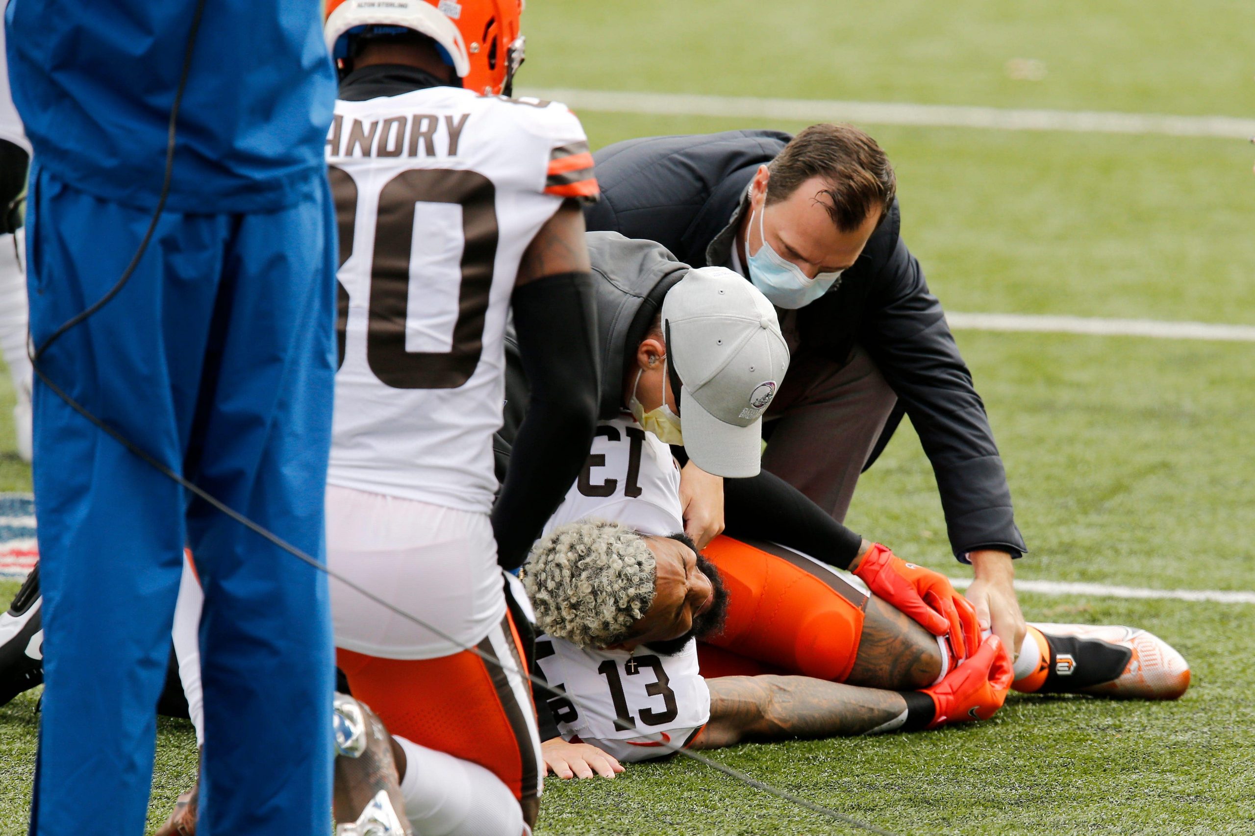 Odell Beckham Jr. goes down