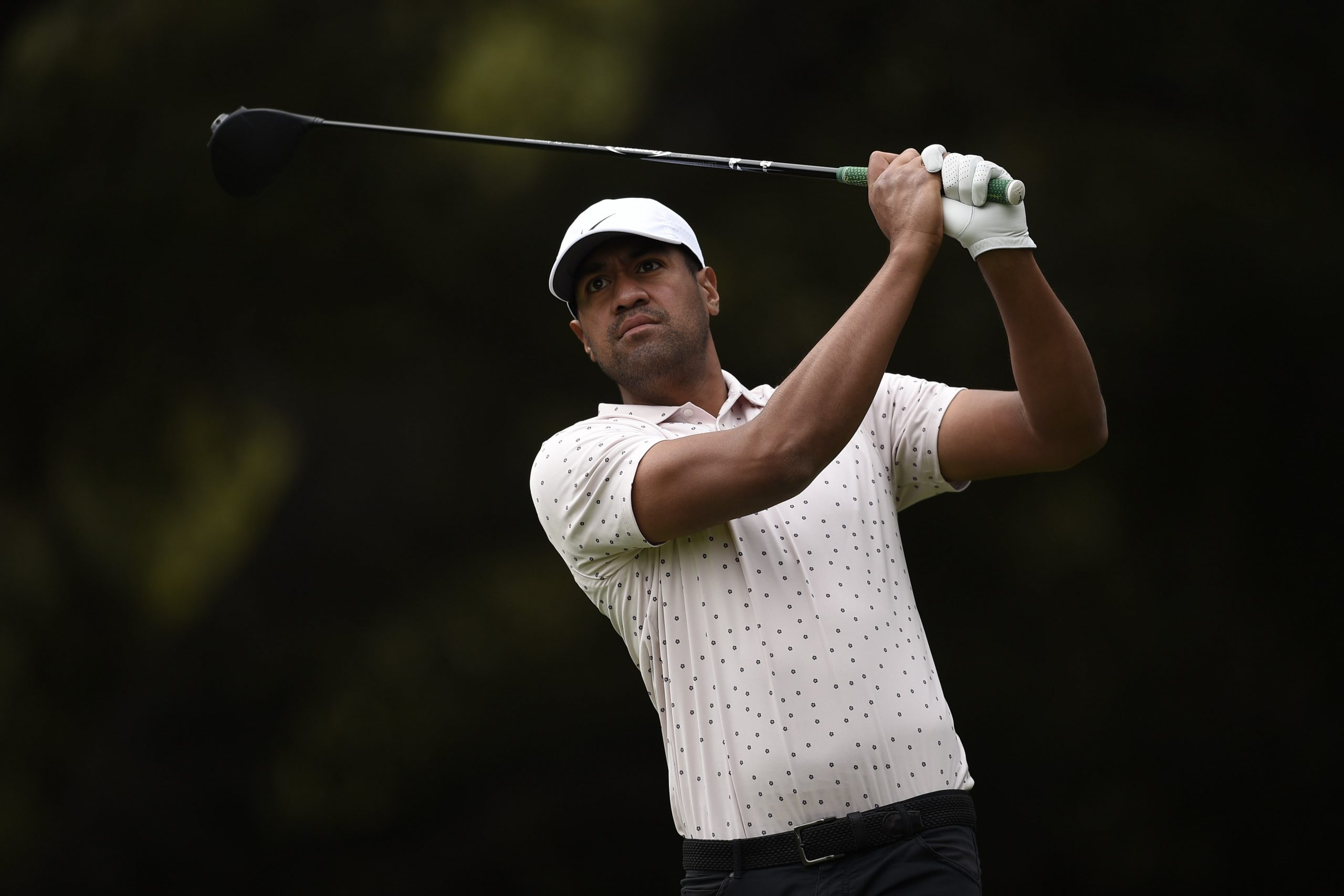 Tony Finau hits a shot at the Zozo Championship