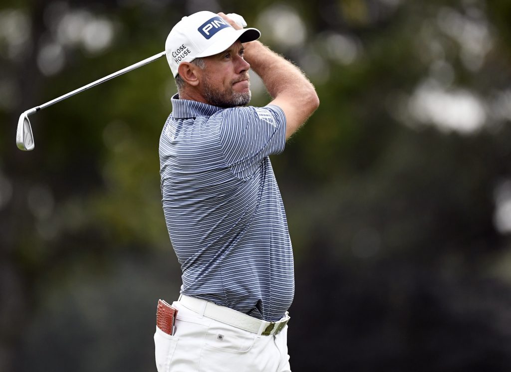 Lee Westwood hits a shot at the U.S. Open
