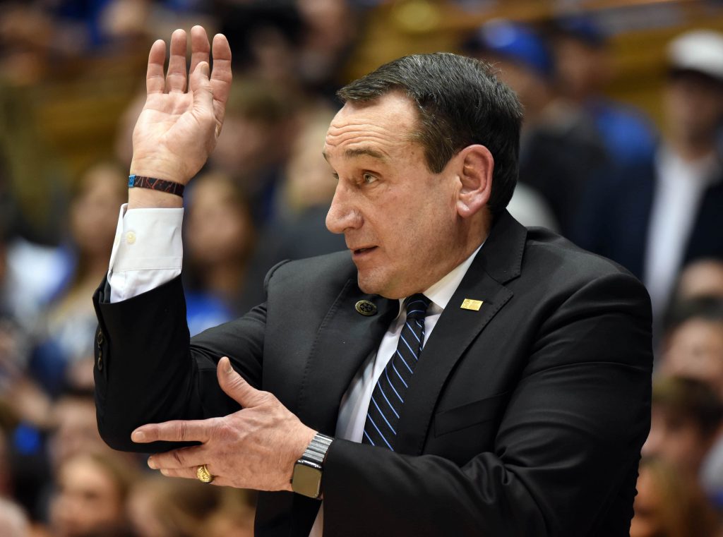 Duke Blue Devils head coach Mike Krzyzewski