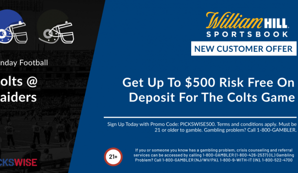 Get up to $500 risk free on deposit for Colts against Raiders!