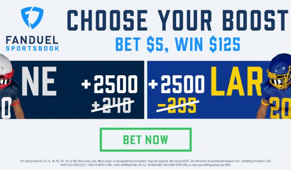 Bet $5, Win $125 on Patriots or Rams to win on Thursday Night Football!