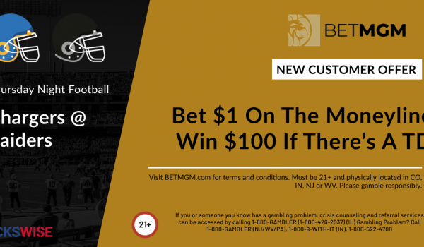 Bet $1, Win $100 if either Chargers or Raiders score a touchdown!