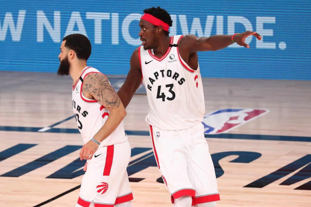 Pascal Siakam and Fred VanVleet of the Toronto Raptors