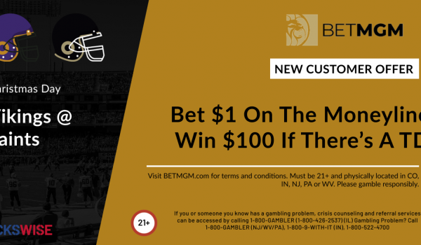 Bet $1, Win $100 if either Vikings or Saints score a touchdown!