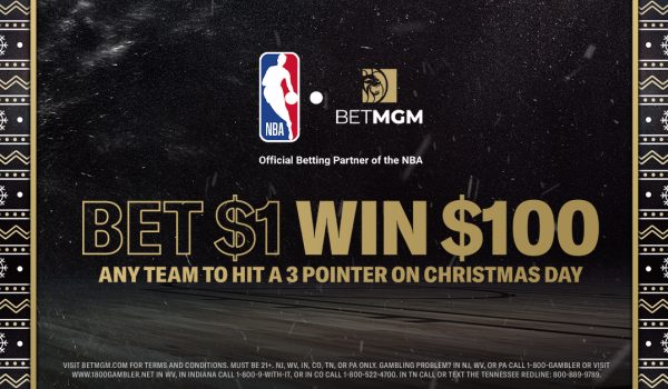 Bet $1, Win $100 if ANY team hits a 3-pointer on Christmas Day!